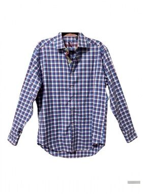 Robert Graham Mens Multicolor Plaid Long Sleeve Button Up Flip Cuff Shirt Medium